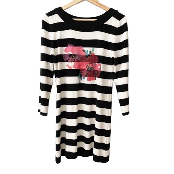 SOFT SURROUNDINGS Stripe Hibiscus Floral 635 Sweater - Picture 1 of 12